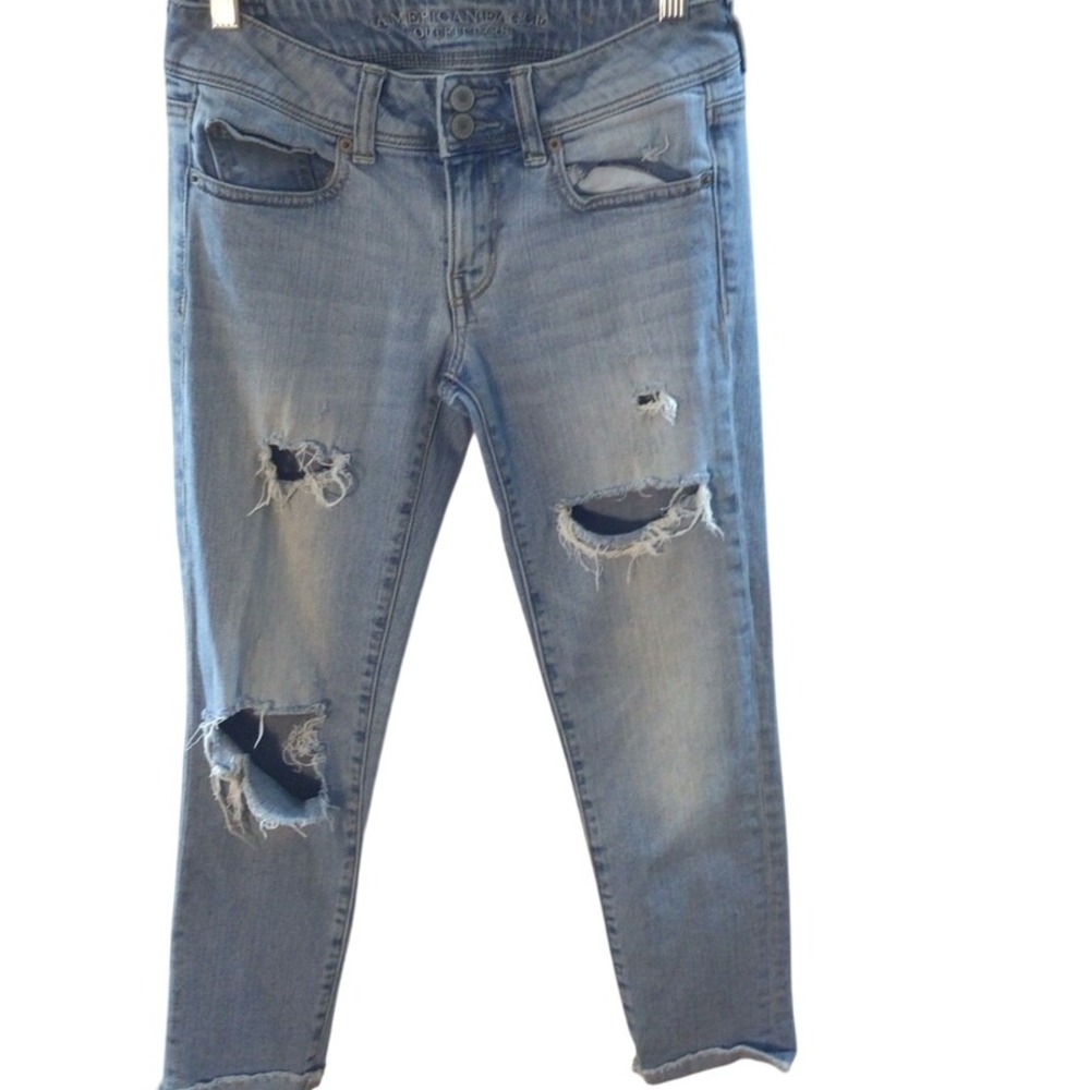 American Eagle Outfitters Skinny Crop Stretch Jeans‎ Distressed Size 4